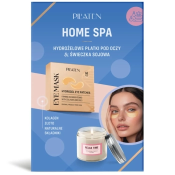 PILATEN Zestaw Home Spa - płatki pod oczy 60 szt. oraz świeca sojowa 1 szt.