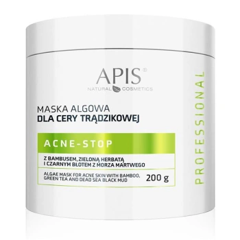APIS ACNE-STOP Maska algowa dla cery trądzikowej z bambusem, zieloną herbatą i czarnym błotem z Morza Martwego / 200 g