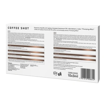 APIS COFFEE SHOT Kawowa ampułka anti-aging z kwasem kawowym 5% i ekstraktem z maku ‘’Plumping effect’’ / 10 x 3 ml