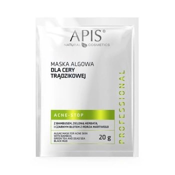 APIS ACNE-STOP Maska algowa dla cery trądzikowej z bambusem, zieloną herbatą i czarnym błotem z Morza Martwego / 20 g