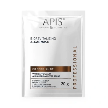 APIS COFFEE SHOT Biorewitalizująca maska algowa z kwasem kawowym i ziarenkami kawy Arabica / 20 g