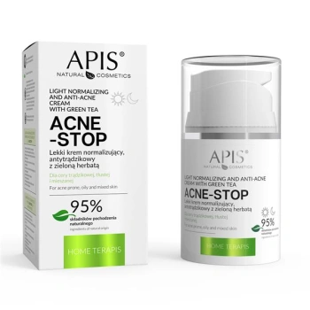 APIS ACNE-STOP / Home terApis Lekki krem normalizujący, antytrądzikowy z zieloną herbatą / 50 ml
