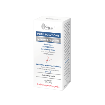 AVA PORE SOLUTIONS Skuteczny BIO PEELING zwężający pory z 5% kwasu fitowego i różą japońską pH= 3,5