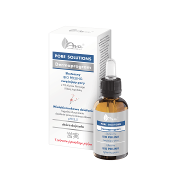 AVA PORE SOLUTIONS Skuteczny BIO PEELING zwężający pory z 5% kwasu fitowego i różą japońską pH= 3,5