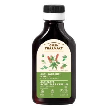 GREEN PHARMACY Olejek do włosów przeciwłupieżowy olej rycynowy i łopian 100 ml